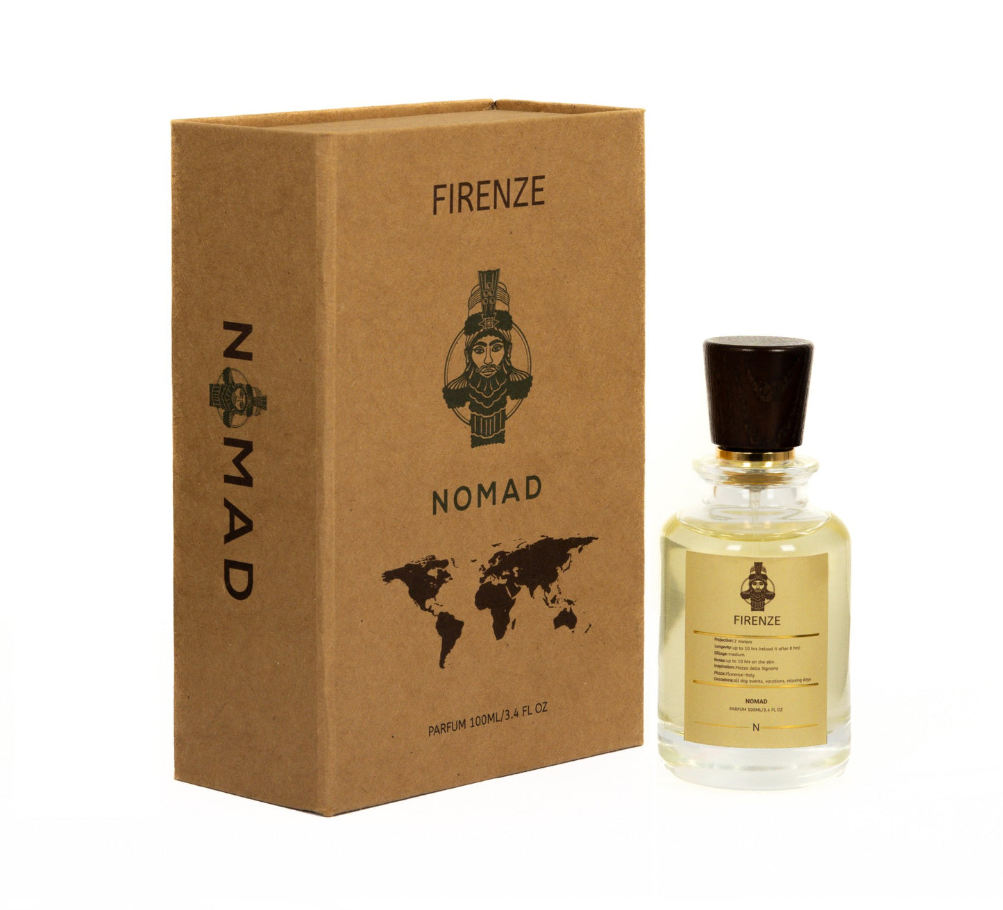 Nomad Firenze perfume bottle showcased alongside its exquisite box, embodying a fragrance of refined taste